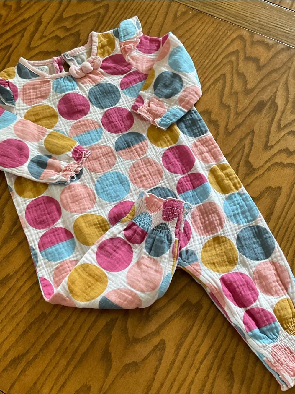 Vintage-Inspired Mud Pie Multi-Color Polka Dot Cotton Ruffle Romper Sz 6-9 Mos.